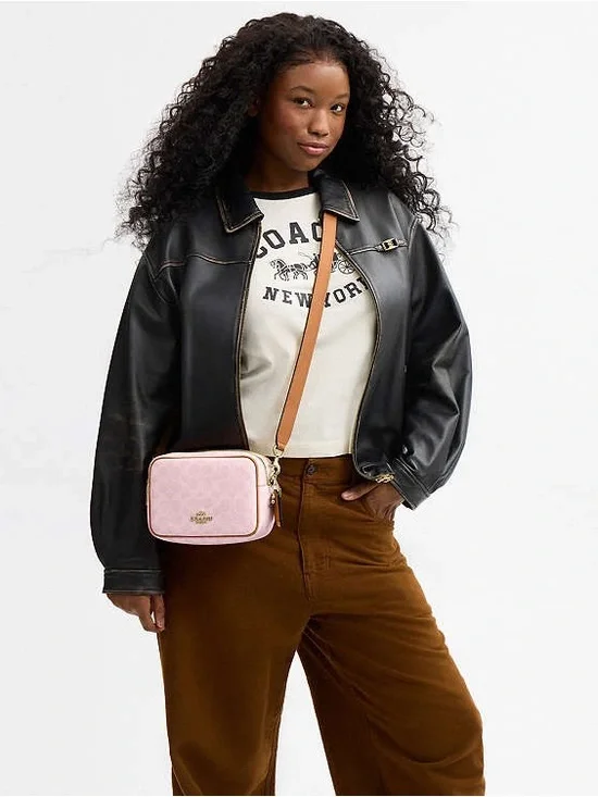 NWT Coach Powder Pink Mini Carey Crossbody Bag in Signature Canvas - Picture 10 of 12